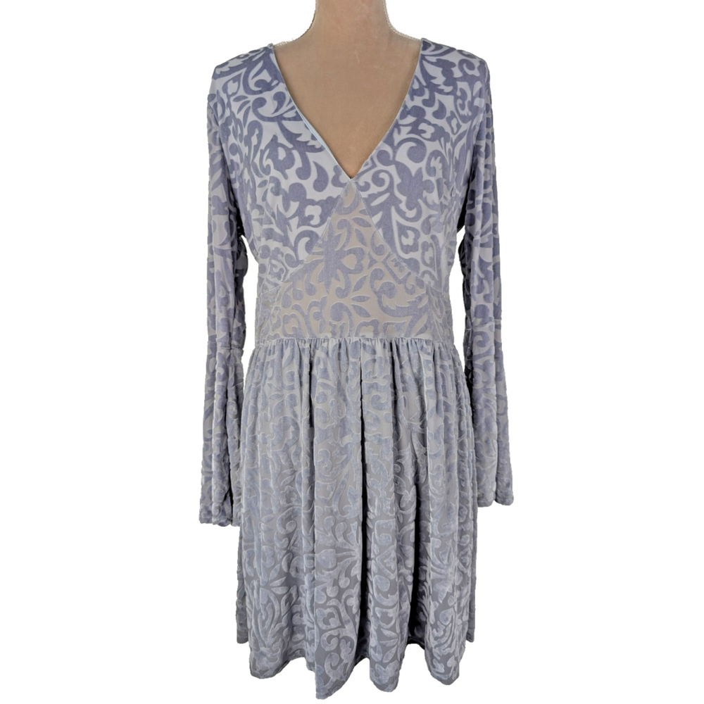 Y2K Charlotte Russe Velvet Burnout Dress Gray Sz 1XL Corset Ethereal Fairy